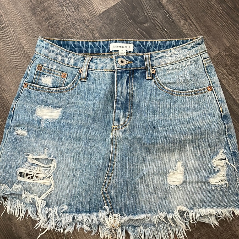 Mini distressed jean skirt size small